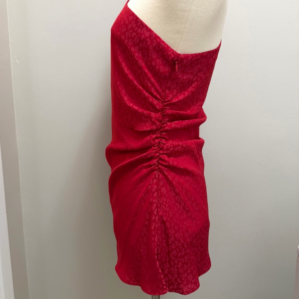 L’Academie Senna Top Blouse One Shoulder Asymmetric Hem Lava Red Size S - Picture 5 of 10
